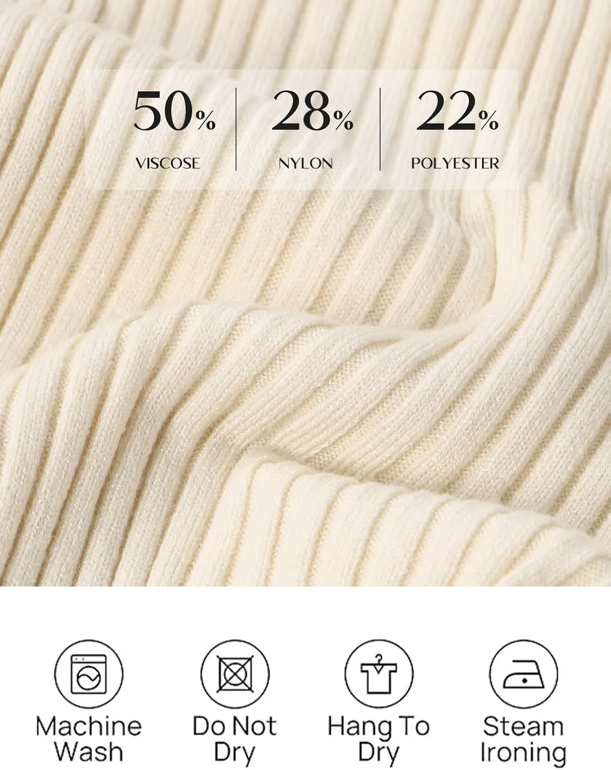 Anbech Womens Turtleneck Sweaters Long Sleeve Ribbed Fitted Basic Layering Knit Tops