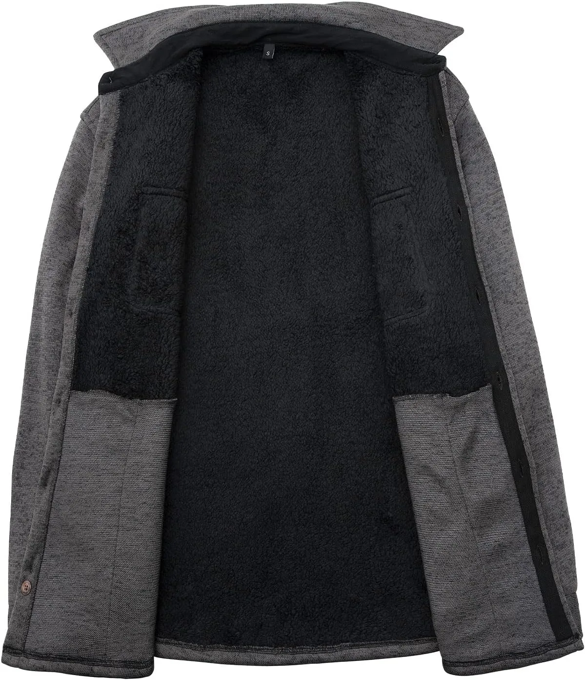Bonnorth Men's Sherpa Lined Sweater Fleece Shirt Jacket with Pockets - All Sherpa Fleece Lined