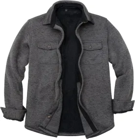 Bonnorth Men's Sherpa Lined Sweater Fleece Shirt Jacket with Pockets - All Sherpa Fleece Lined