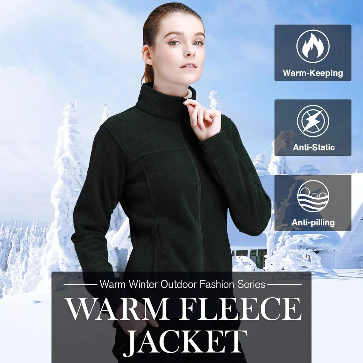 CAMEL CROWN Women Full Zip Fleece Jackets with Pockets Soft Polar Fleece Coat Jacket Sweater for Spring Outdoor
