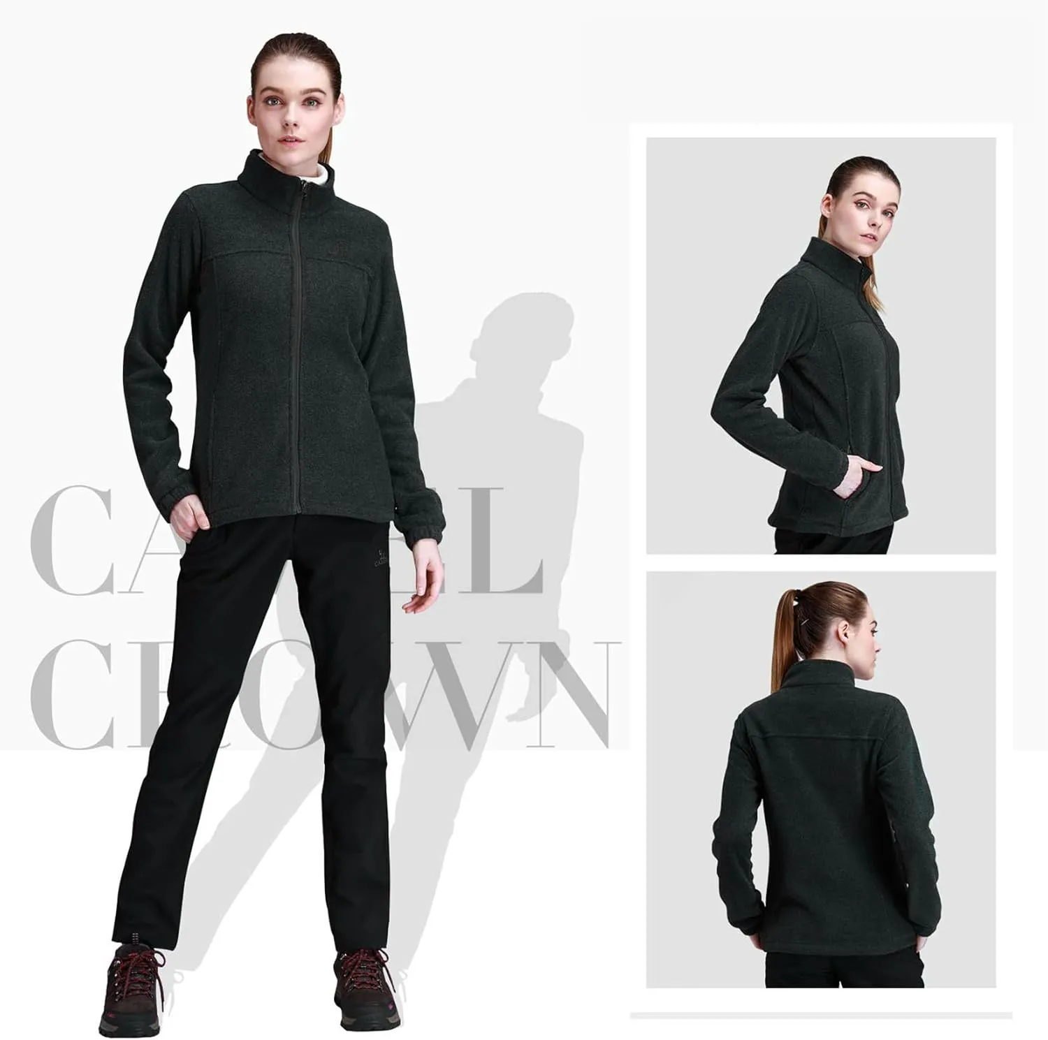CAMEL CROWN Women Full Zip Fleece Jackets with Pockets Soft Polar Fleece Coat Jacket Sweater for Spring Outdoor