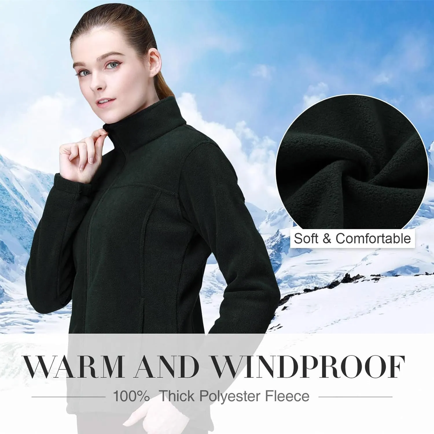 CAMEL CROWN Women Full Zip Fleece Jackets with Pockets Soft Polar Fleece Coat Jacket Sweater for Spring Outdoor