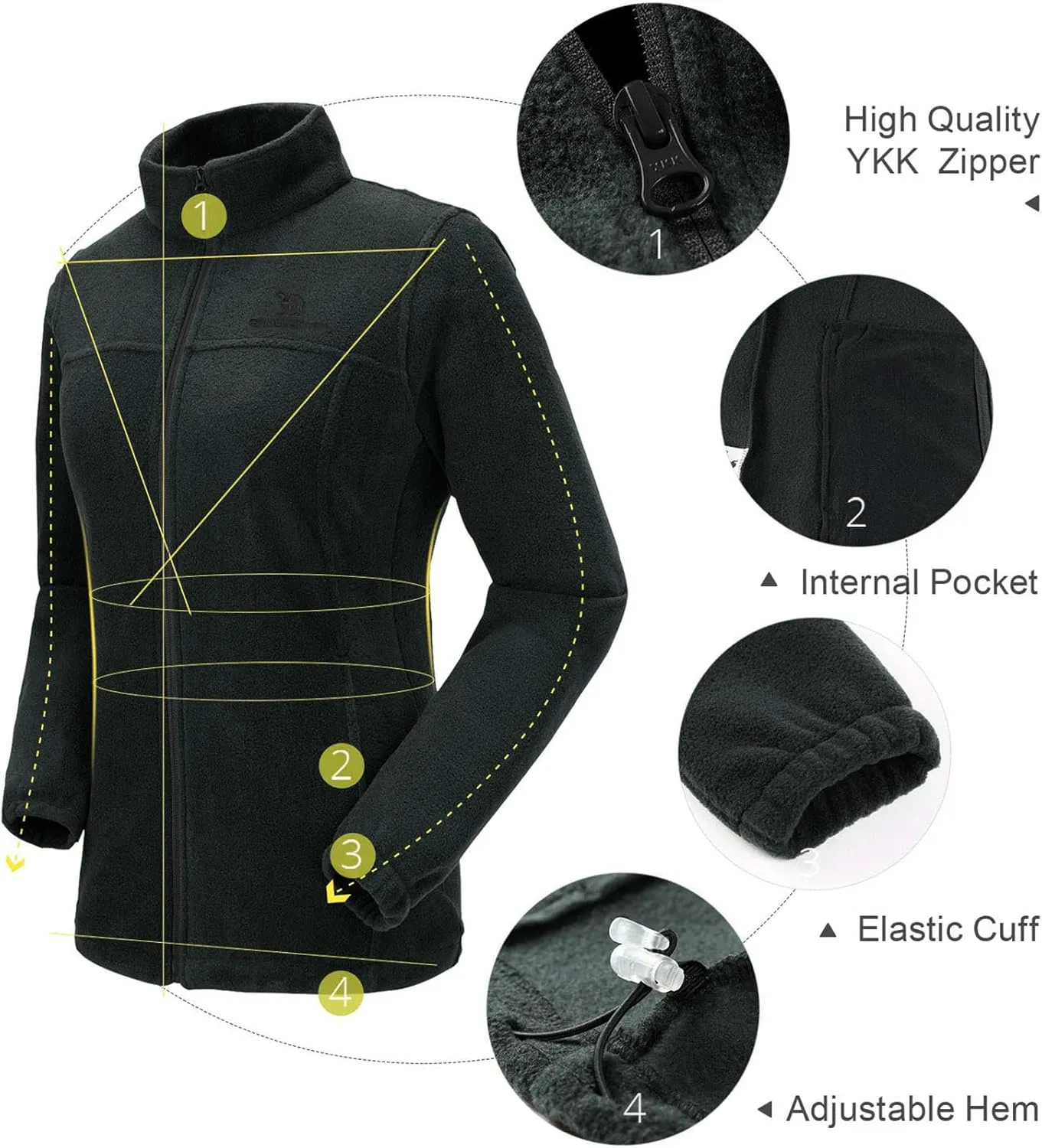 CAMEL CROWN Women Full Zip Fleece Jackets with Pockets Soft Polar Fleece Coat Jacket Sweater for Spring Outdoor