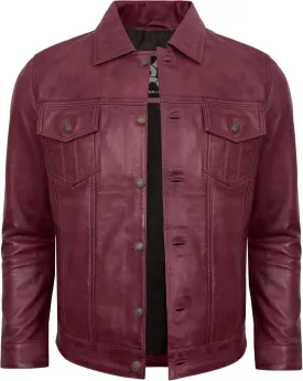 Casual Real Lambskin Vintage Style Outwear Mens Leather Jackets - Turn Down Collar Leather Trucker Jacket Men