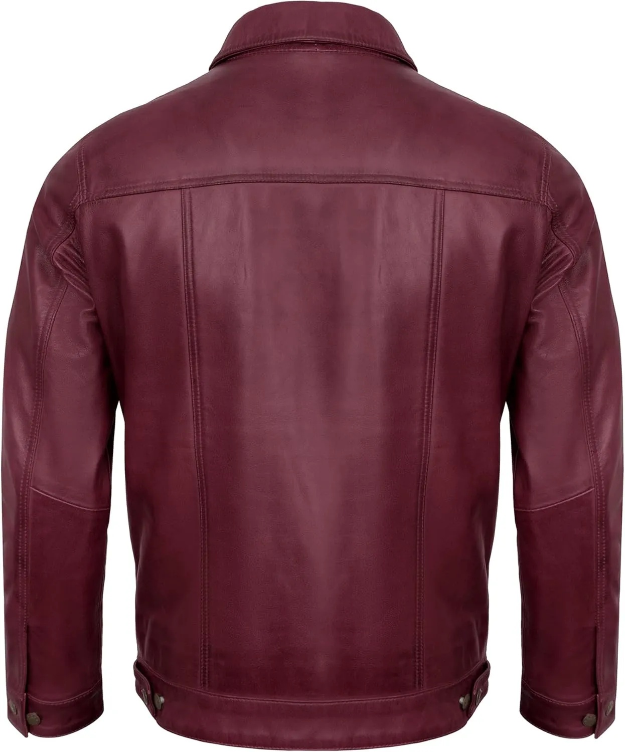 Casual Real Lambskin Vintage Style Outwear Mens Leather Jackets - Turn Down Collar Leather Trucker Jacket Men