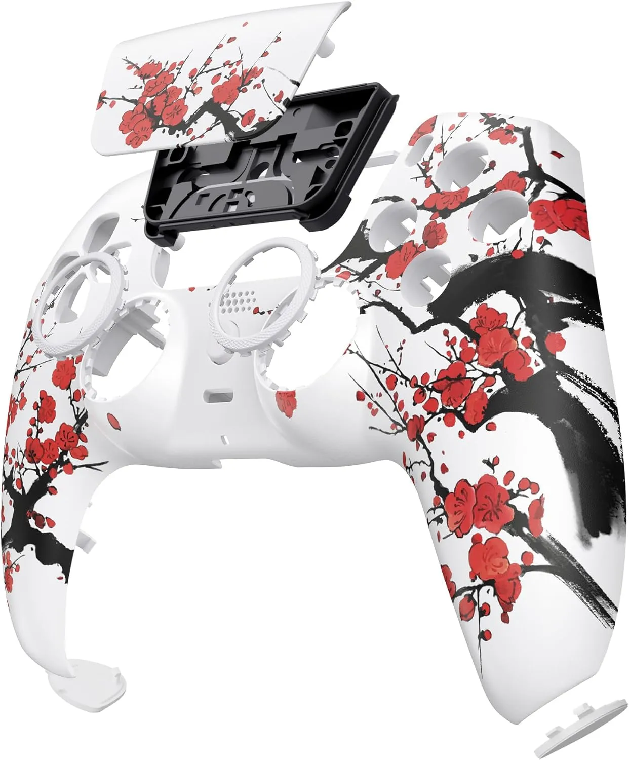 eXtremeRate Luna Redesigned Front Shell Touchpad Compatible with ps5 Controller BDM-010 020 030 040 050, Winter Blossom Replacement Faceplate Case Touch Pad Compatible with ps5 Controller