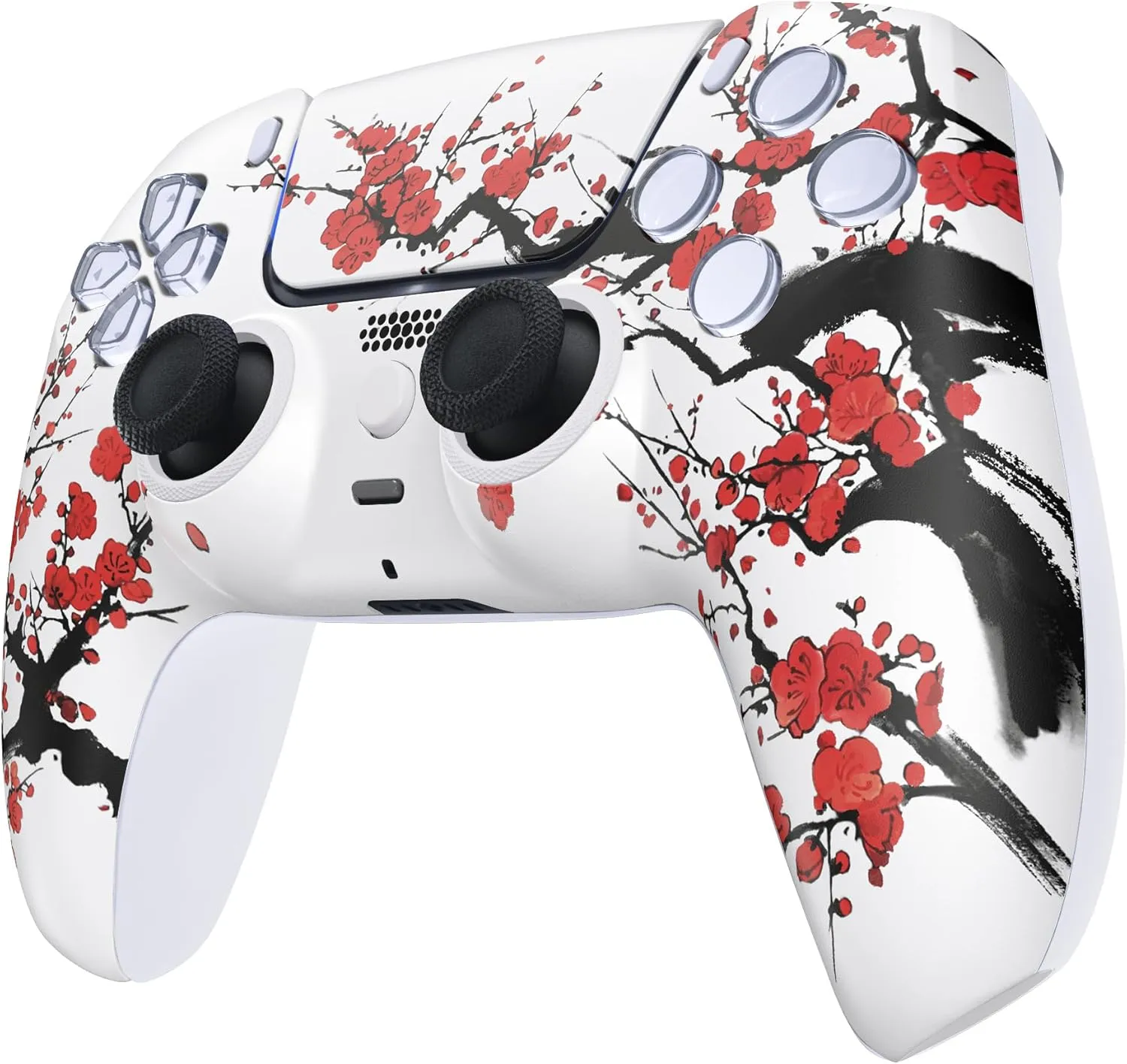 eXtremeRate Luna Redesigned Front Shell Touchpad Compatible with ps5 Controller BDM-010 020 030 040 050, Winter Blossom Replacement Faceplate Case Touch Pad Compatible with ps5 Controller
