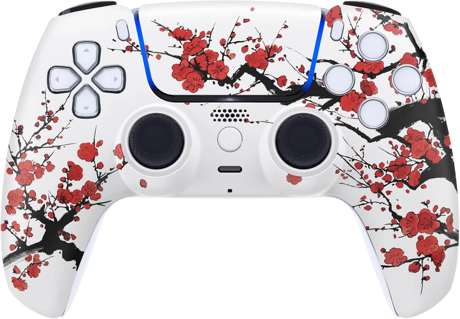 eXtremeRate Luna Redesigned Front Shell Touchpad Compatible with ps5 Controller BDM-010 020 030 040 050, Winter Blossom Replacement Faceplate Case Touch Pad Compatible with ps5 Controller