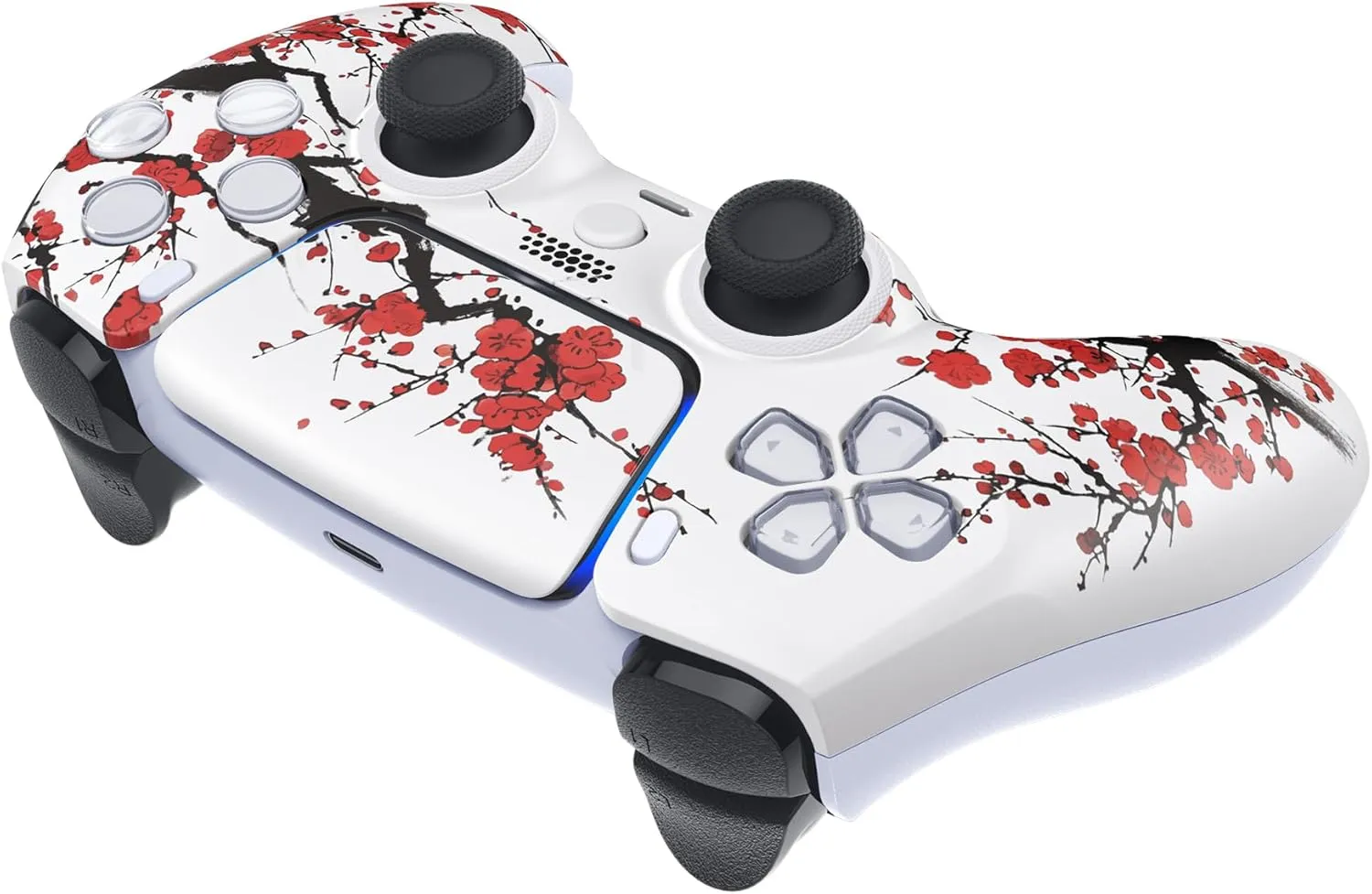 eXtremeRate Luna Redesigned Front Shell Touchpad Compatible with ps5 Controller BDM-010 020 030 040 050, Winter Blossom Replacement Faceplate Case Touch Pad Compatible with ps5 Controller