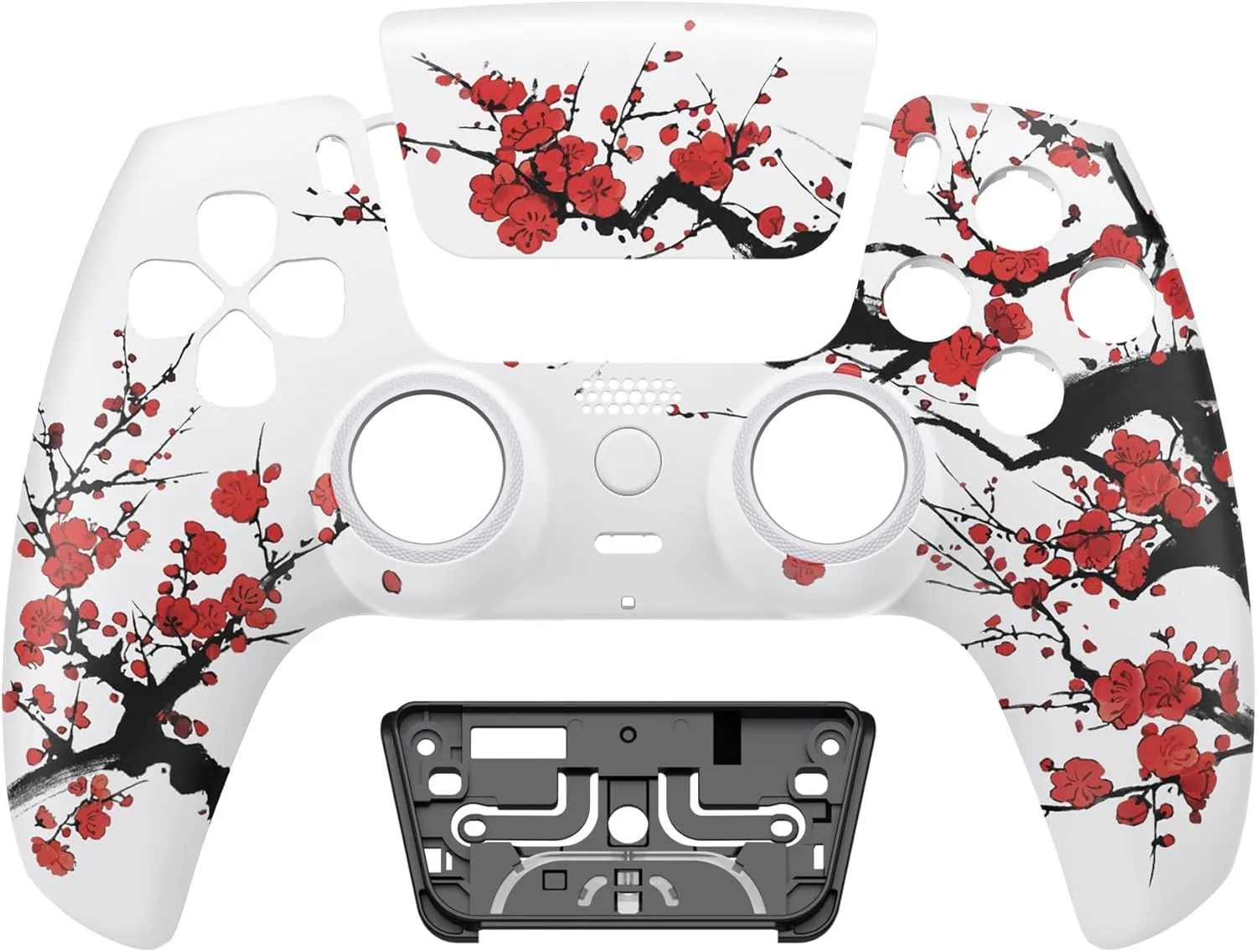 eXtremeRate Luna Redesigned Front Shell Touchpad Compatible with ps5 Controller BDM-010 020 030 040 050, Winter Blossom Replacement Faceplate Case Touch Pad Compatible with ps5 Controller