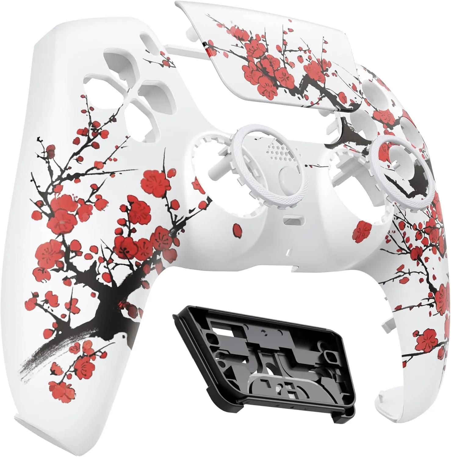 eXtremeRate Luna Redesigned Front Shell Touchpad Compatible with ps5 Controller BDM-010 020 030 040 050, Winter Blossom Replacement Faceplate Case Touch Pad Compatible with ps5 Controller