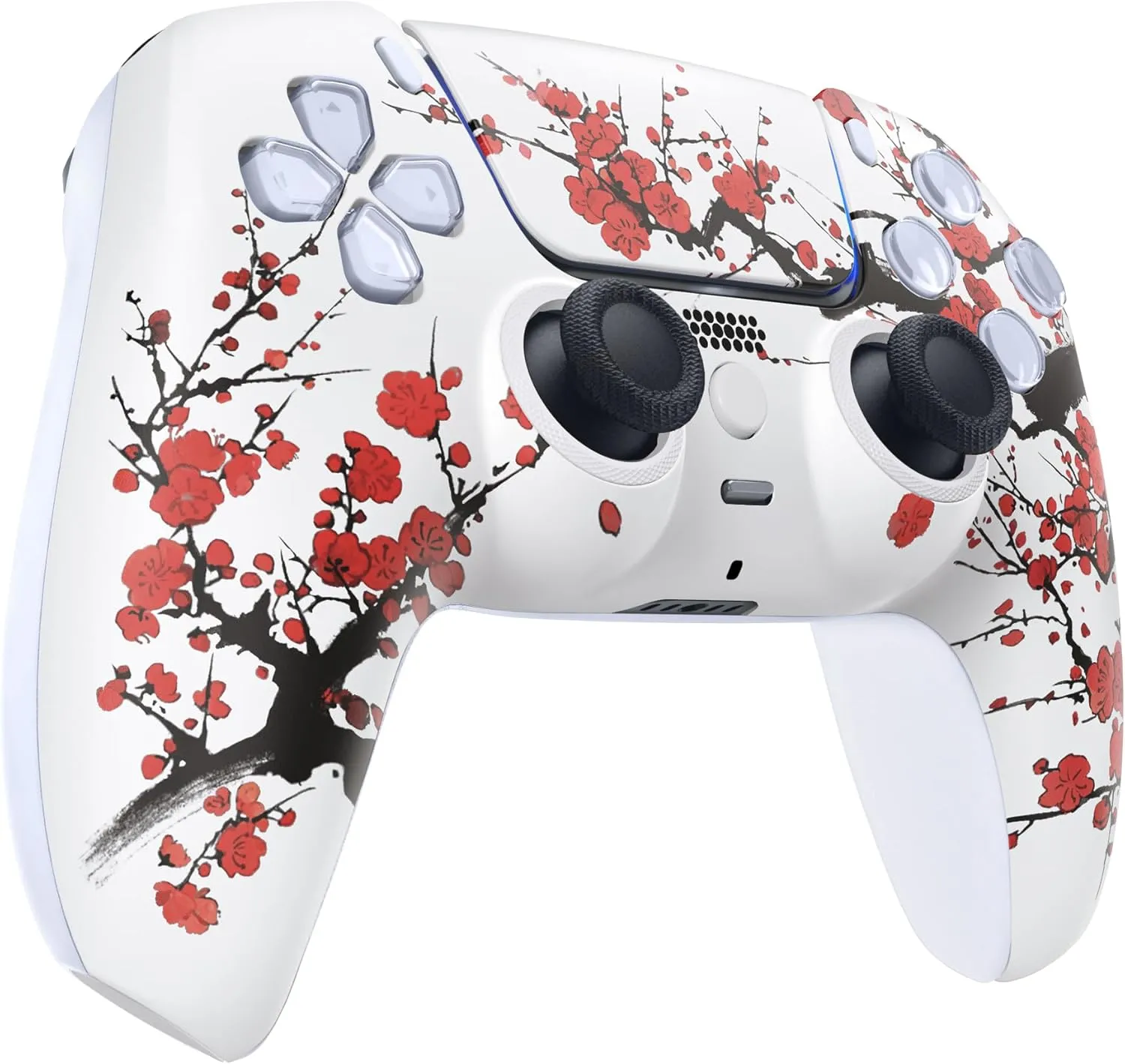 eXtremeRate Luna Redesigned Front Shell Touchpad Compatible with ps5 Controller BDM-010 020 030 040 050, Winter Blossom Replacement Faceplate Case Touch Pad Compatible with ps5 Controller
