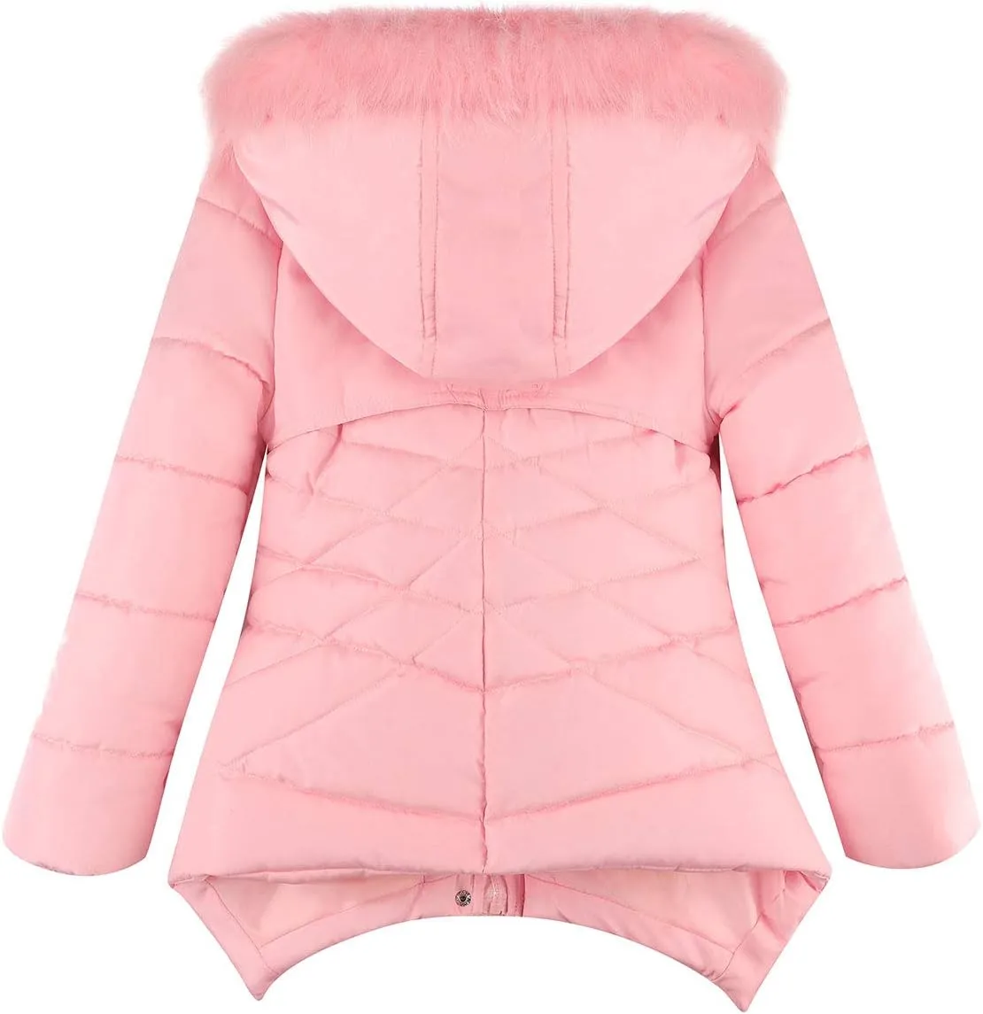 FARVALUE Girls' Winter Coats Fur Hooded Warm Puffer Jacket Coat for Girls