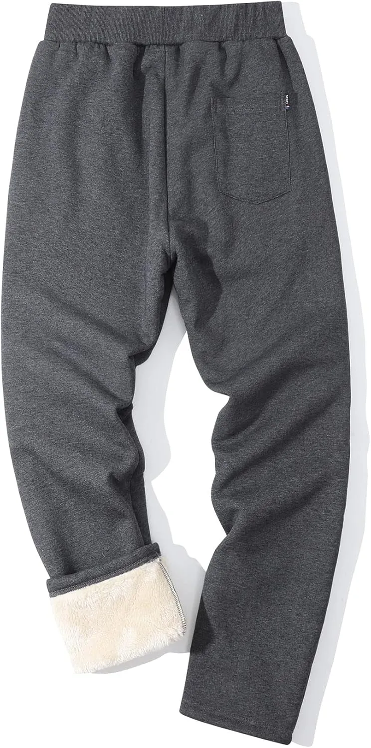 Flygo Men's Winter Warm Fleece Jogger Pants Sherpa Lined Sweatpants Active Track Pants