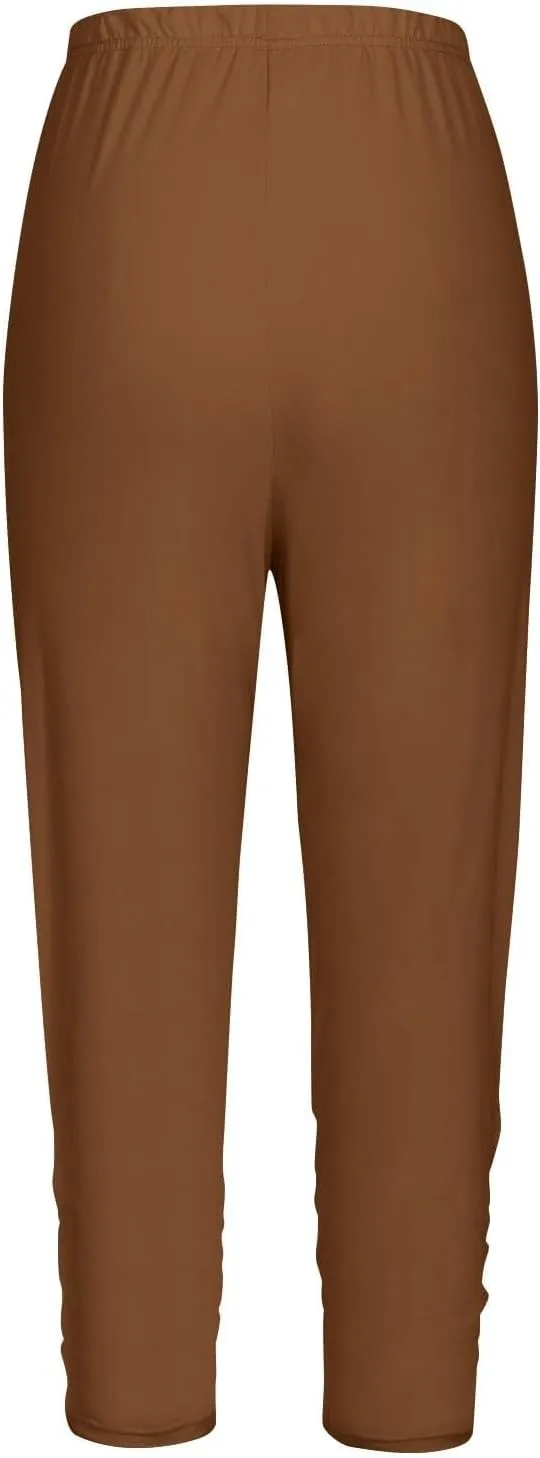 Girl's Tights Girls Cropped Stretchy High Waisted Yoga 3/4 Trousers Solid Color Ruffle Shorts Dance Tights Casual Pants