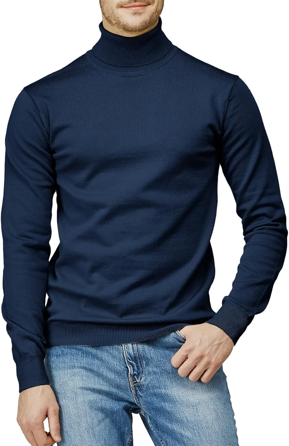 H2H Mens Slim Fit Turtleneck Pullover Sweaters Basic Tops Knitted Thermal