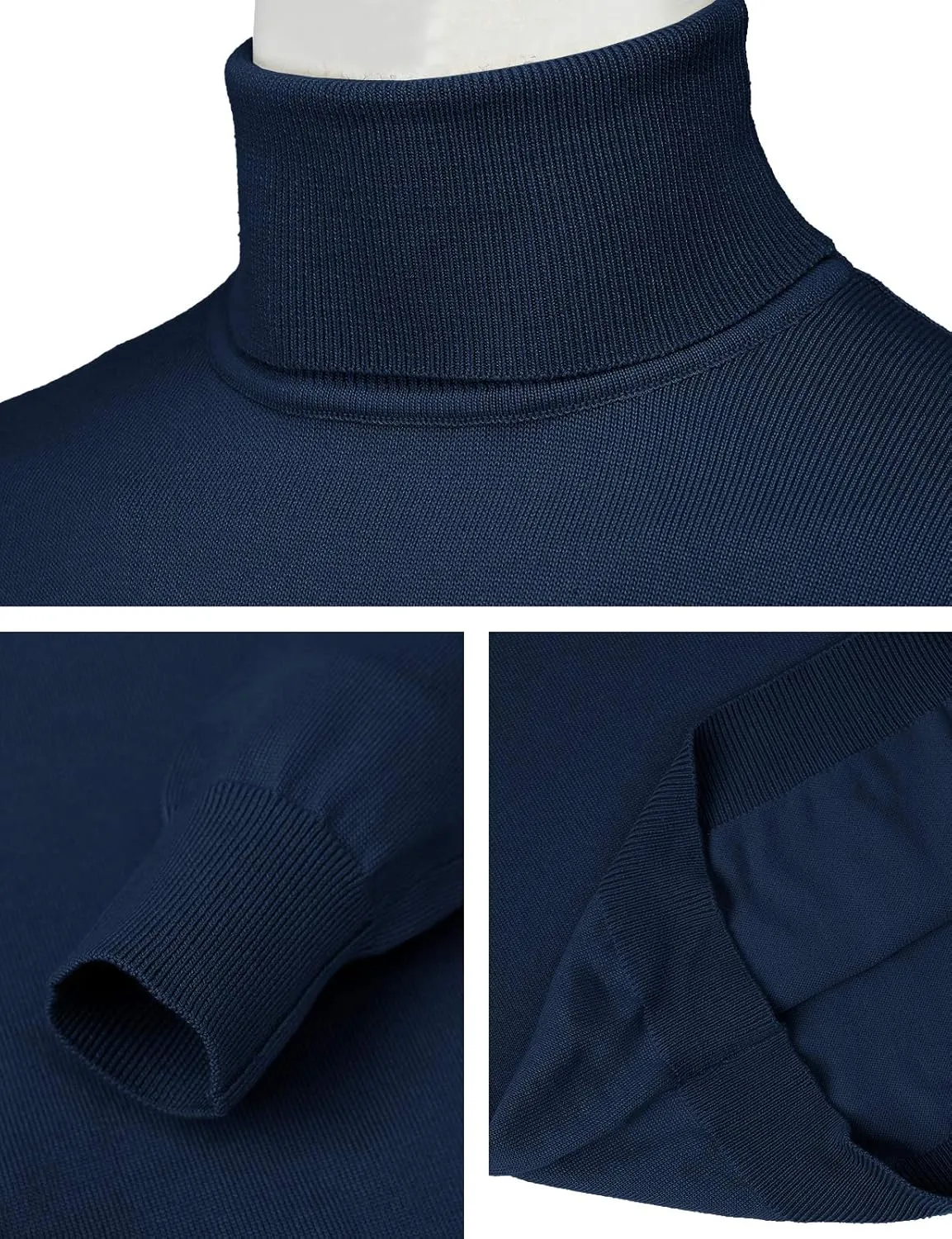 H2H Mens Slim Fit Turtleneck Pullover Sweaters Basic Tops Knitted Thermal