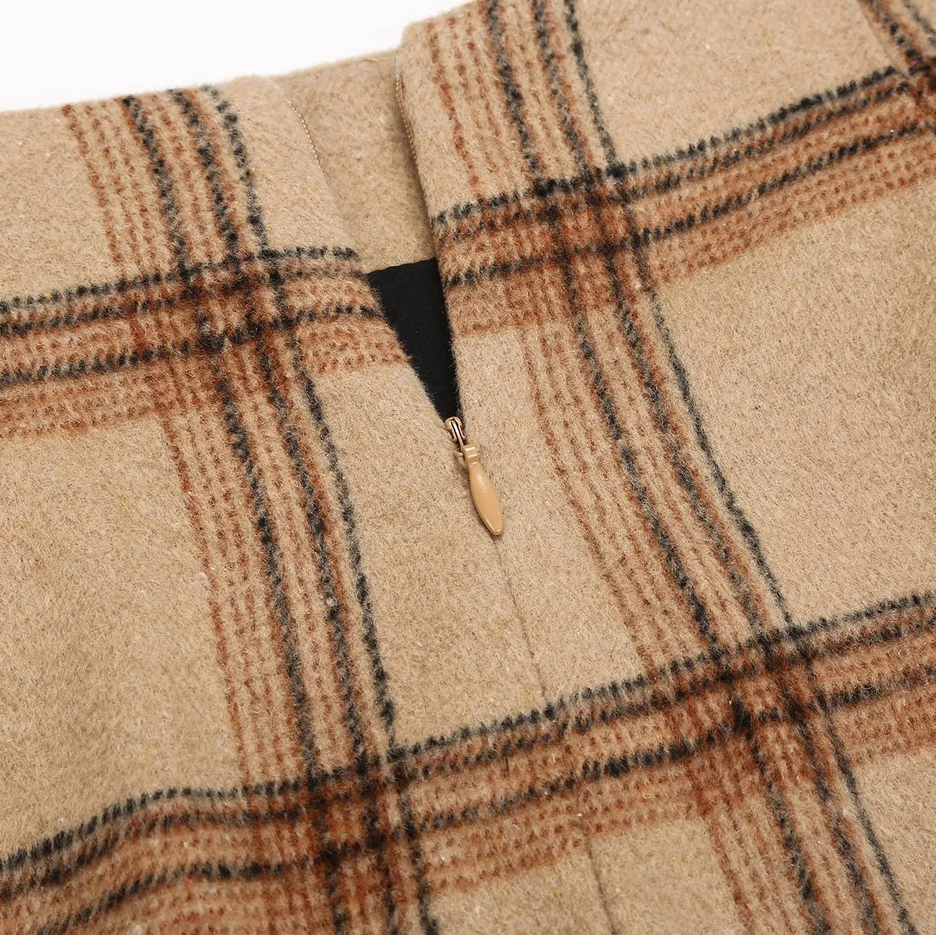 IDEALSANXUN Midi Plaid Skirts for Women Fall Winter Knee Length Pencil Wool Skirt with Slit