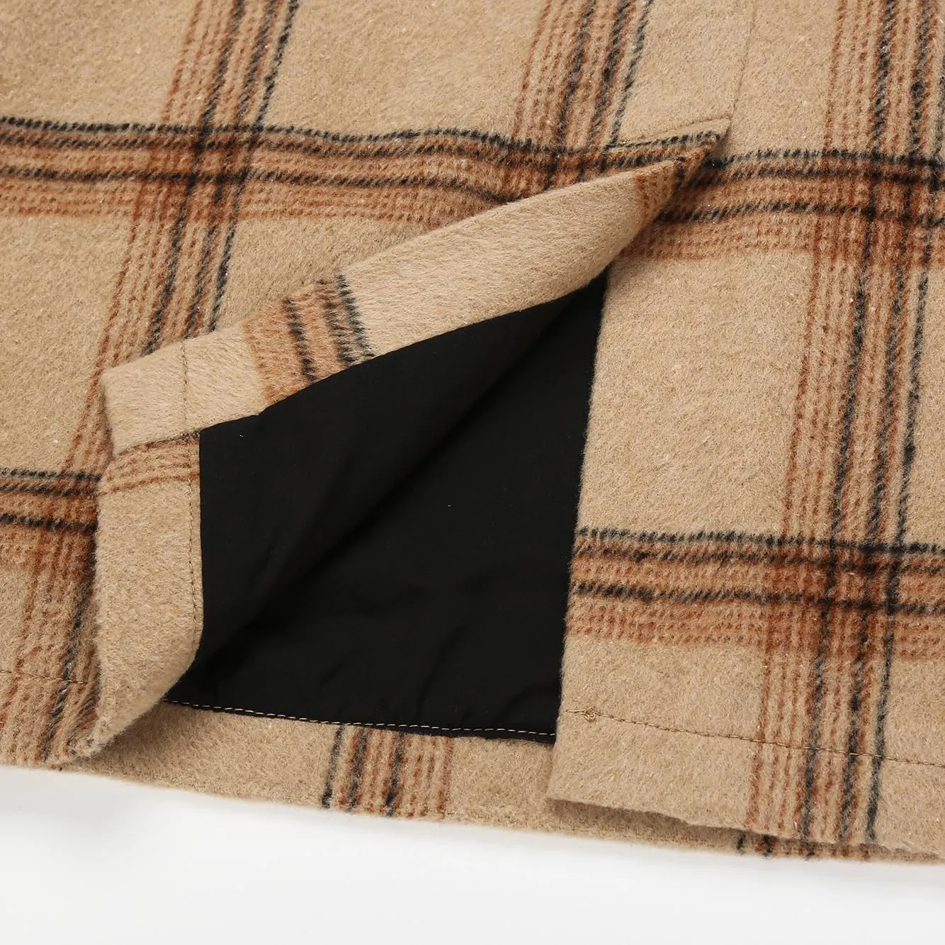 IDEALSANXUN Midi Plaid Skirts for Women Fall Winter Knee Length Pencil Wool Skirt with Slit