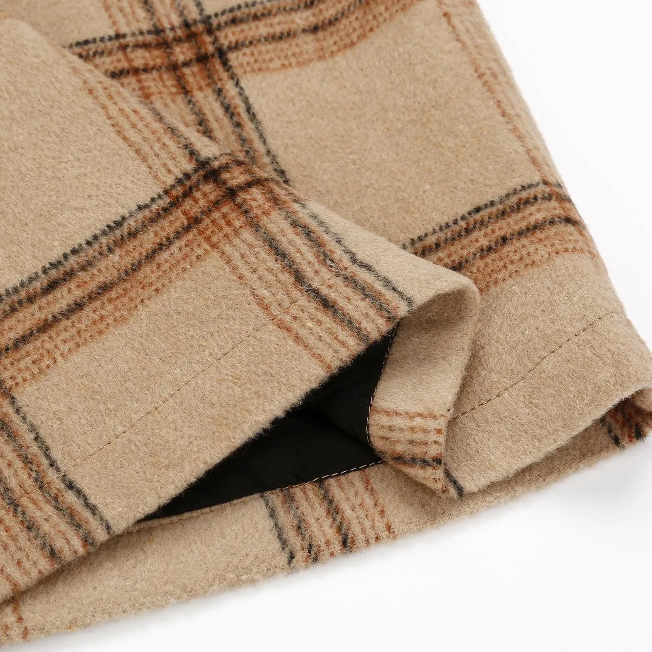 IDEALSANXUN Midi Plaid Skirts for Women Fall Winter Knee Length Pencil Wool Skirt with Slit