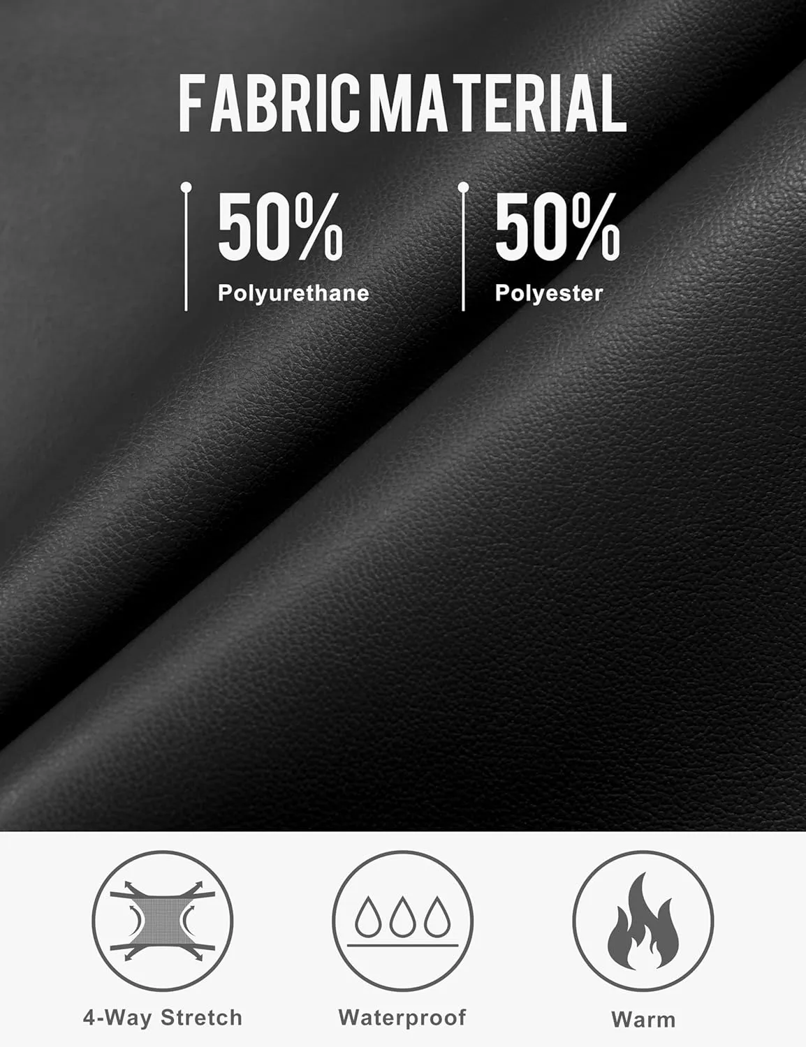 Little Donkey Andy Men's Leather Jacket Waterproof Stretch Faux Leather Jacket for Men Outwear Casual