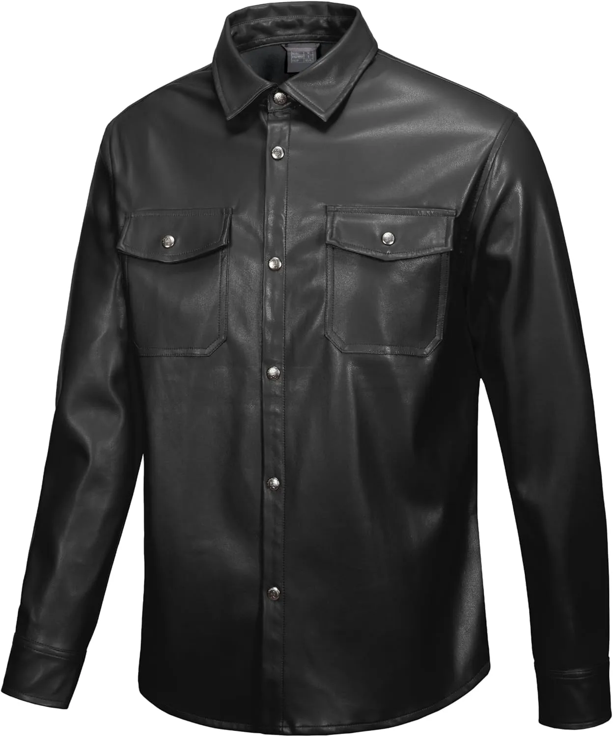 Little Donkey Andy Men's Leather Jacket Waterproof Stretch Faux Leather Jacket for Men Outwear Casual