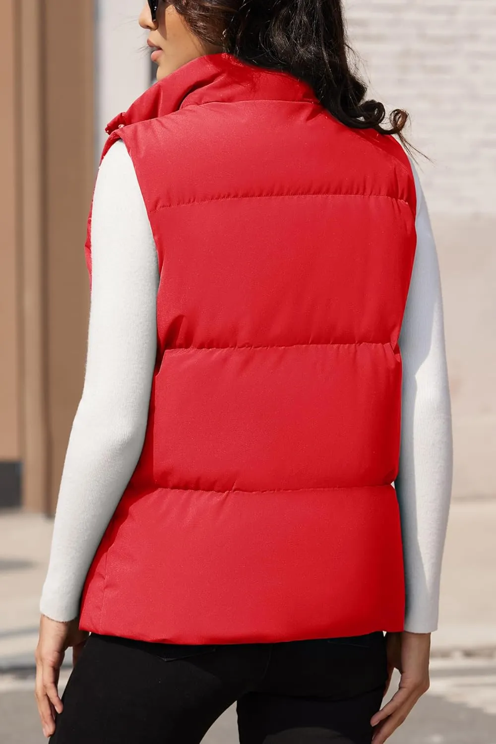 MAGCOMSEN Women's Puffer Down Vest Oversized Zip Up Outerwear Lightweight Winter Padded Gilet Jacket with Pockets