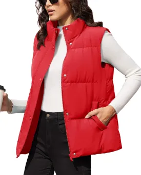 MAGCOMSEN Women's Puffer Down Vest Oversized Zip Up Outerwear Lightweight Winter Padded Gilet Jacket with Pockets