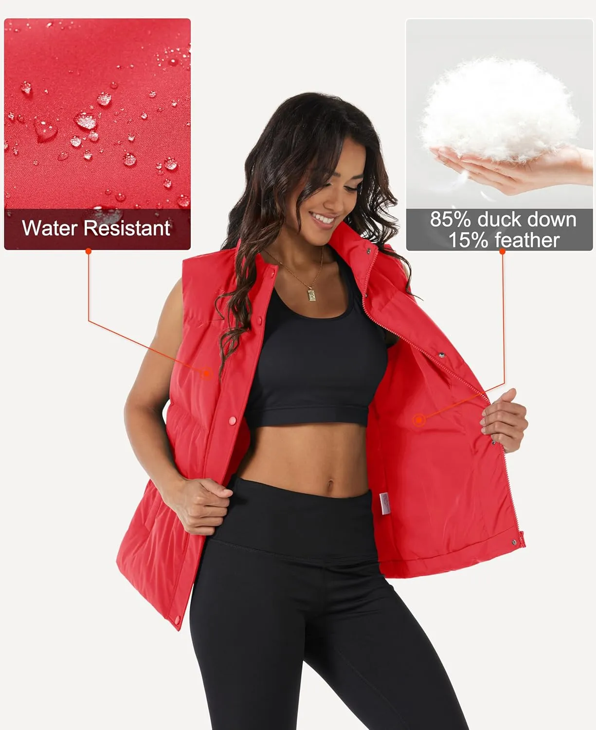 MAGCOMSEN Women's Puffer Down Vest Oversized Zip Up Outerwear Lightweight Winter Padded Gilet Jacket with Pockets
