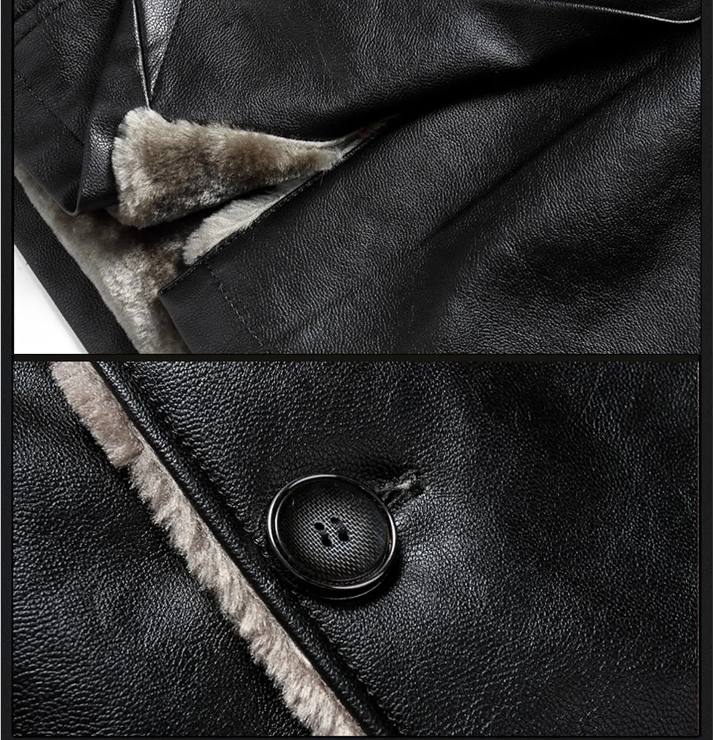 Maiyifu-GJ Mens Faux Leather Jacket Long Trench Coat Fleece Lined Leather Jacket Windproof Warm Thicken Motorcycle Biker Coat