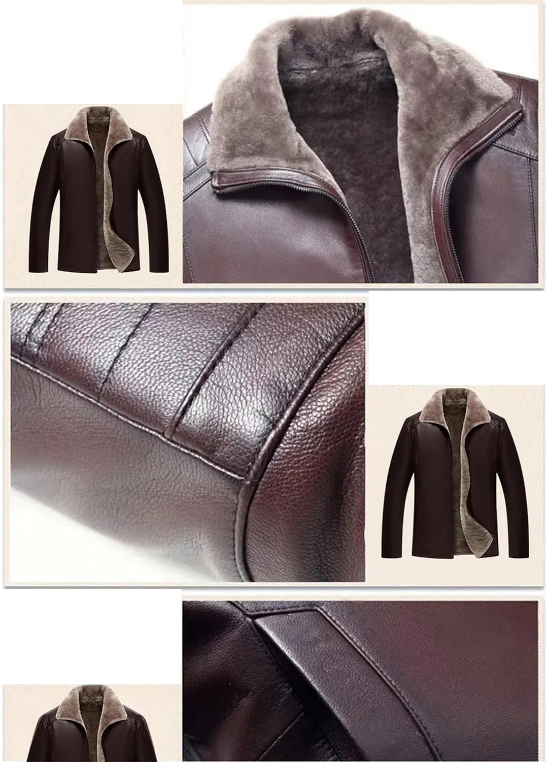 Maiyifu-GJ Mens Leather Jacket Faux Leather Windproof Warm Winter Coat Fashion Vintage Motorcycle Jacket Outerwear