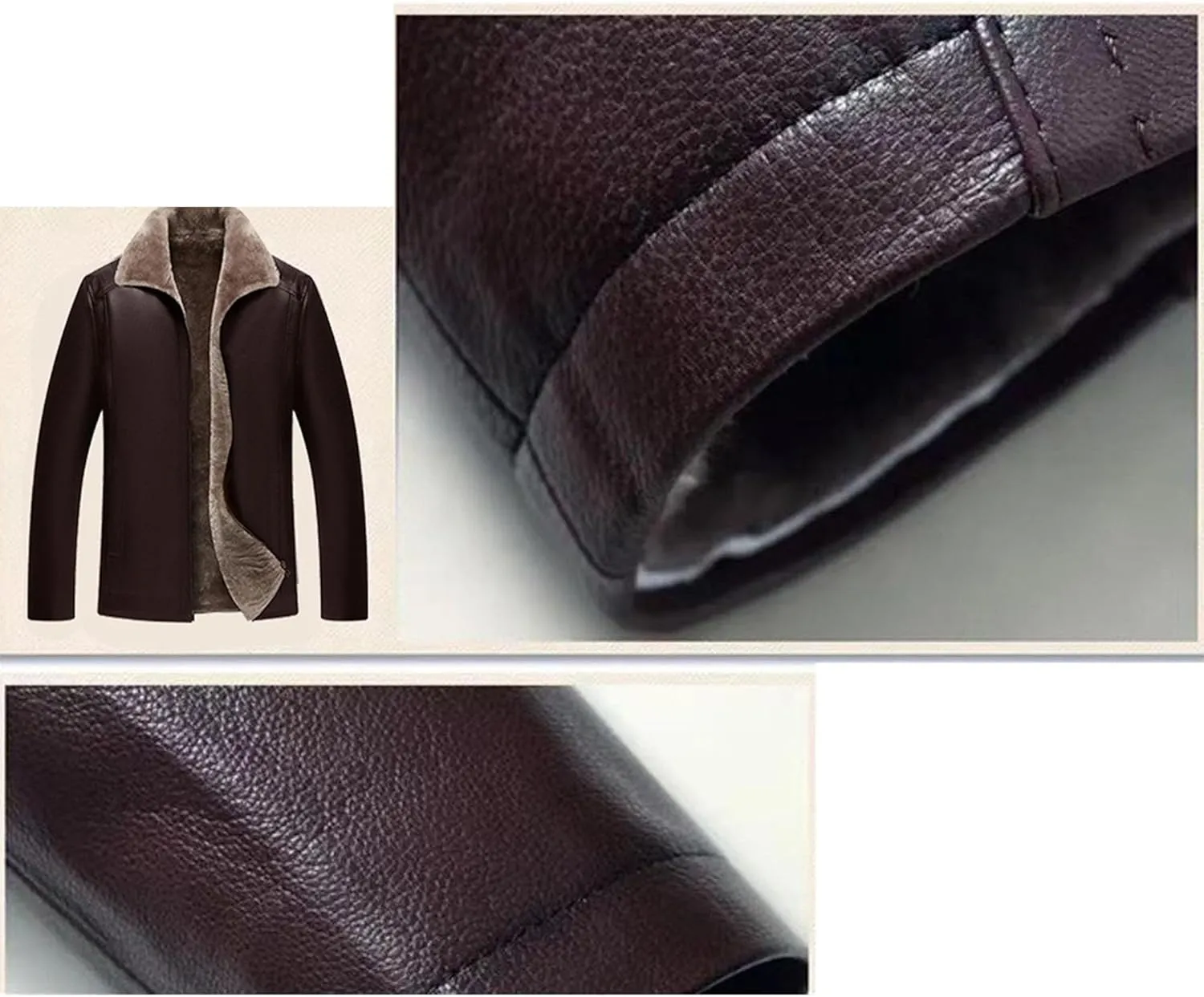 Maiyifu-GJ Mens Leather Jacket Faux Leather Windproof Warm Winter Coat Fashion Vintage Motorcycle Jacket Outerwear