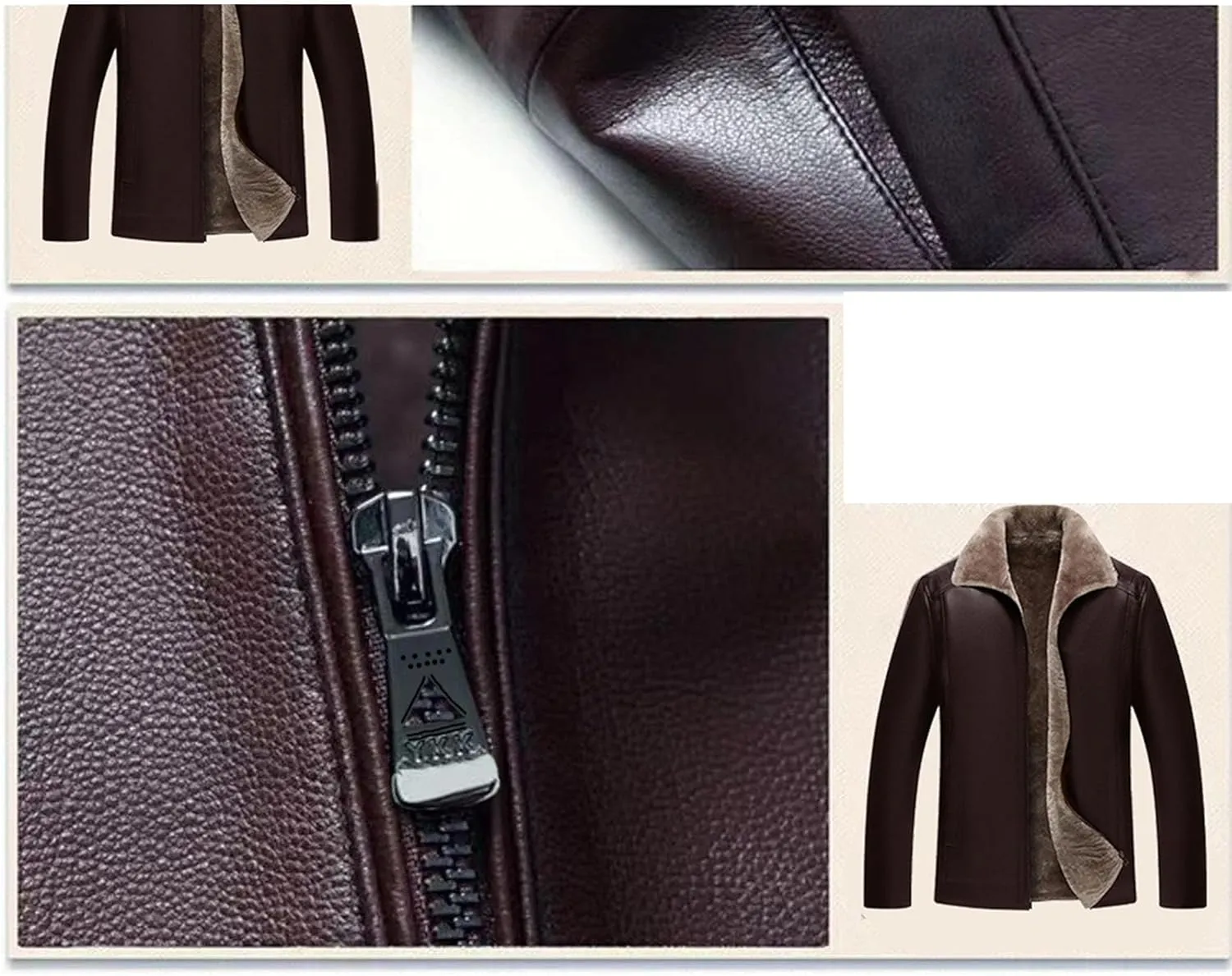 Maiyifu-GJ Mens Leather Jacket Faux Leather Windproof Warm Winter Coat Fashion Vintage Motorcycle Jacket Outerwear