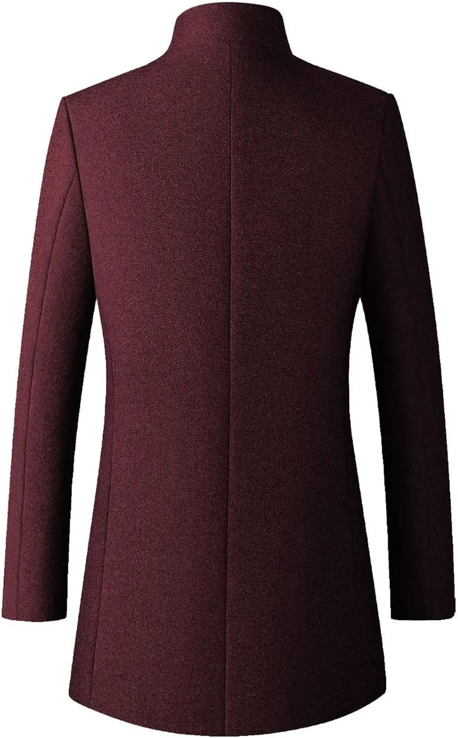 Men's Classic Single Breasted Peacoat Men's Mid-Length Single Breasted Wool Blend Top Coat Long Jacket Overcoat
