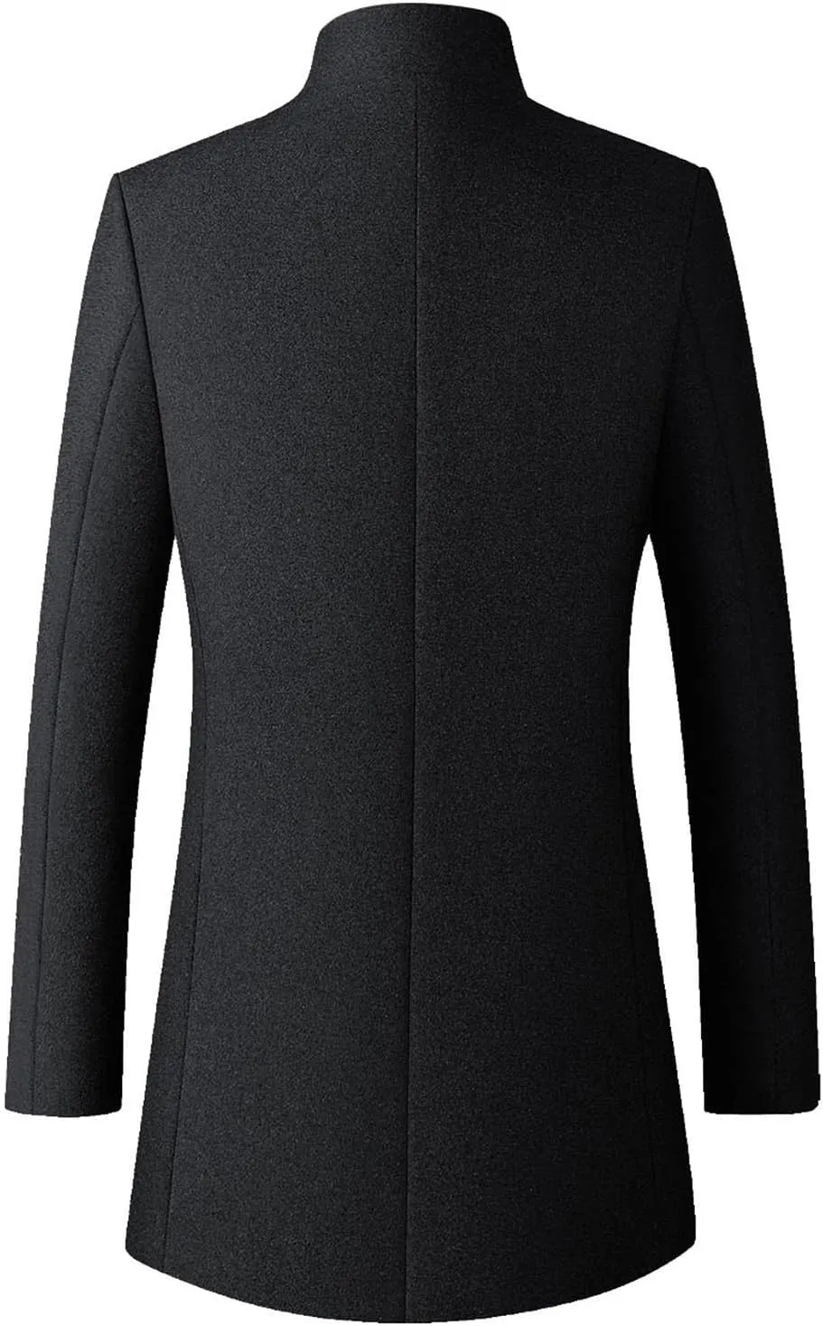 Men's Classic Single Breasted Peacoat Men's Mid-Length Single Breasted Wool Blend Top Coat Long Jacket Overcoat