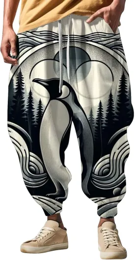 Mens Joggers Fun Print Fashion Street Feel Casual Sweatpants Baggy Elastic Waist Novelty Pant Mens Linen Pants Pants