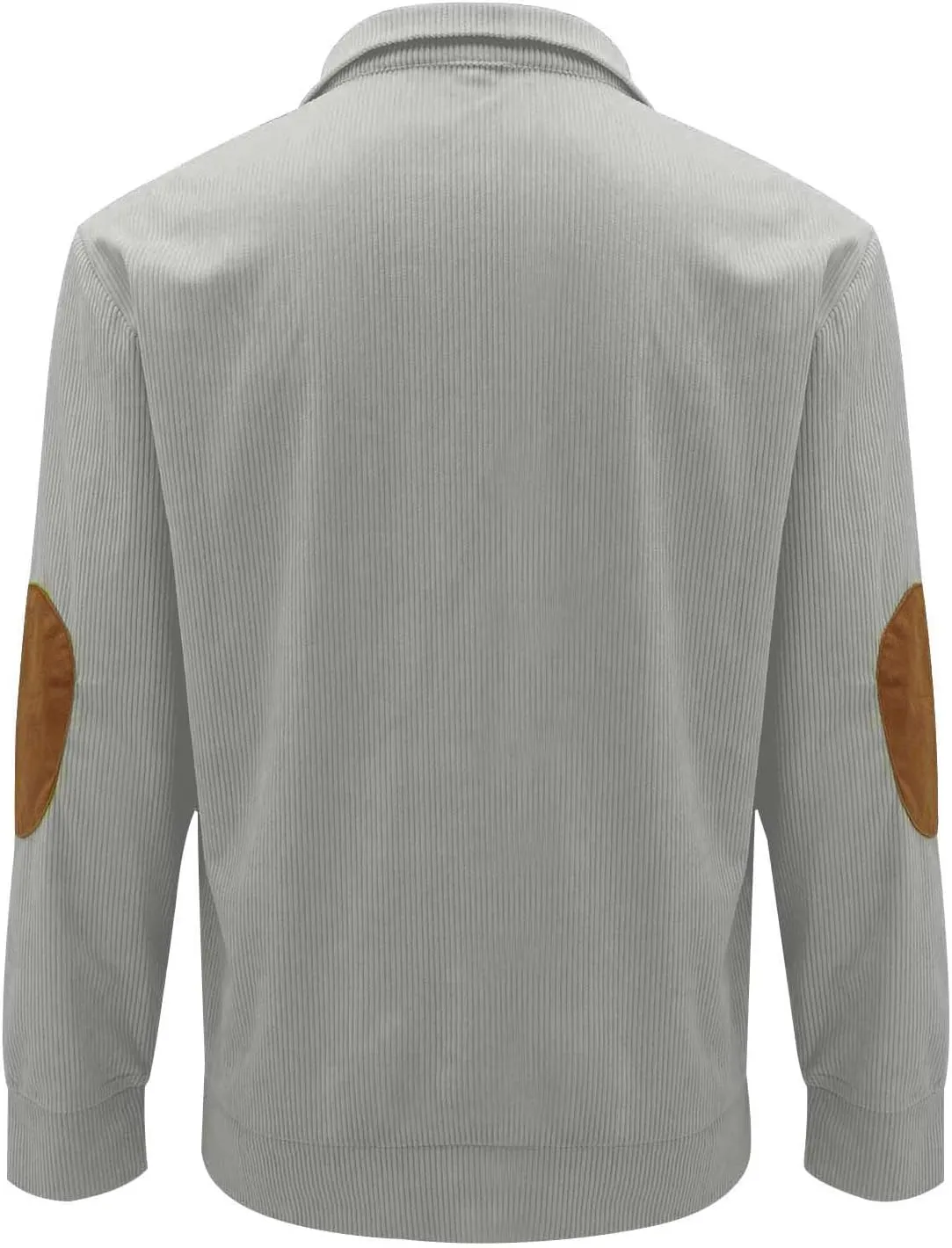 Mens Sweatshirt Corduroy Tactical Henley Shirts Long Sleeve Elbow Patch Draped Pullover Casual Stand Collar Slim Shirt