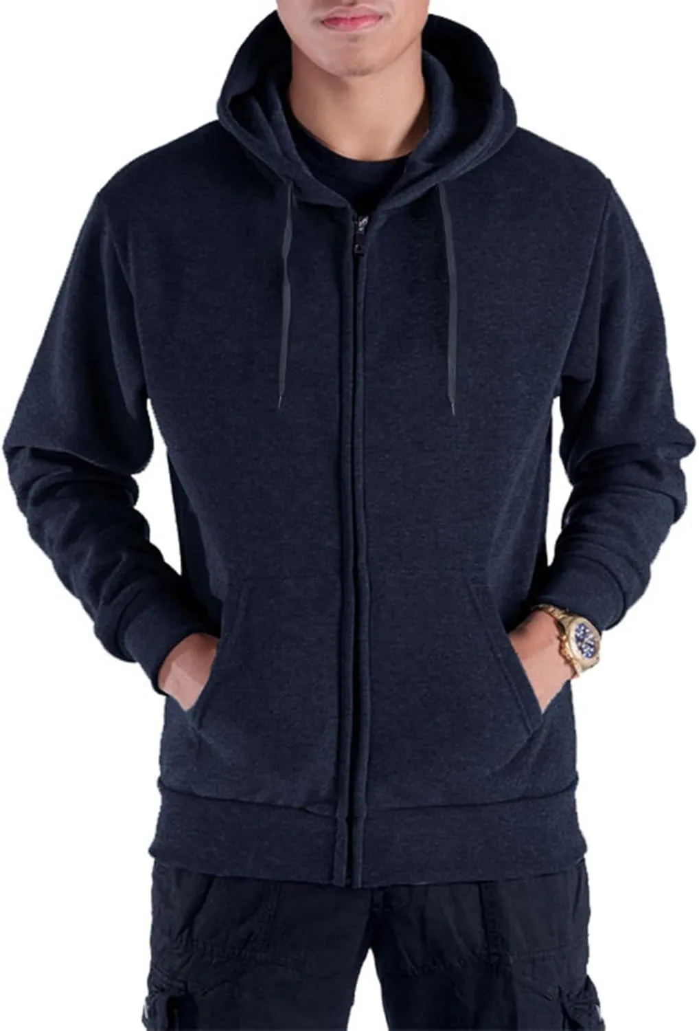 Mens Zip Up Fleece Jacket Lightweight Hoodies Casual Soft Full Zip Coats with Pockets Plus Size S-5XL Big&Tall