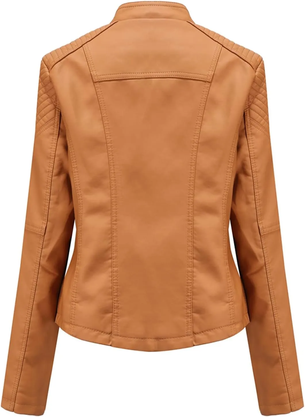 MODFUL Women's Faux Leather Moto Jacket Casual Short Solid Color PU Biker Coat with Pockets