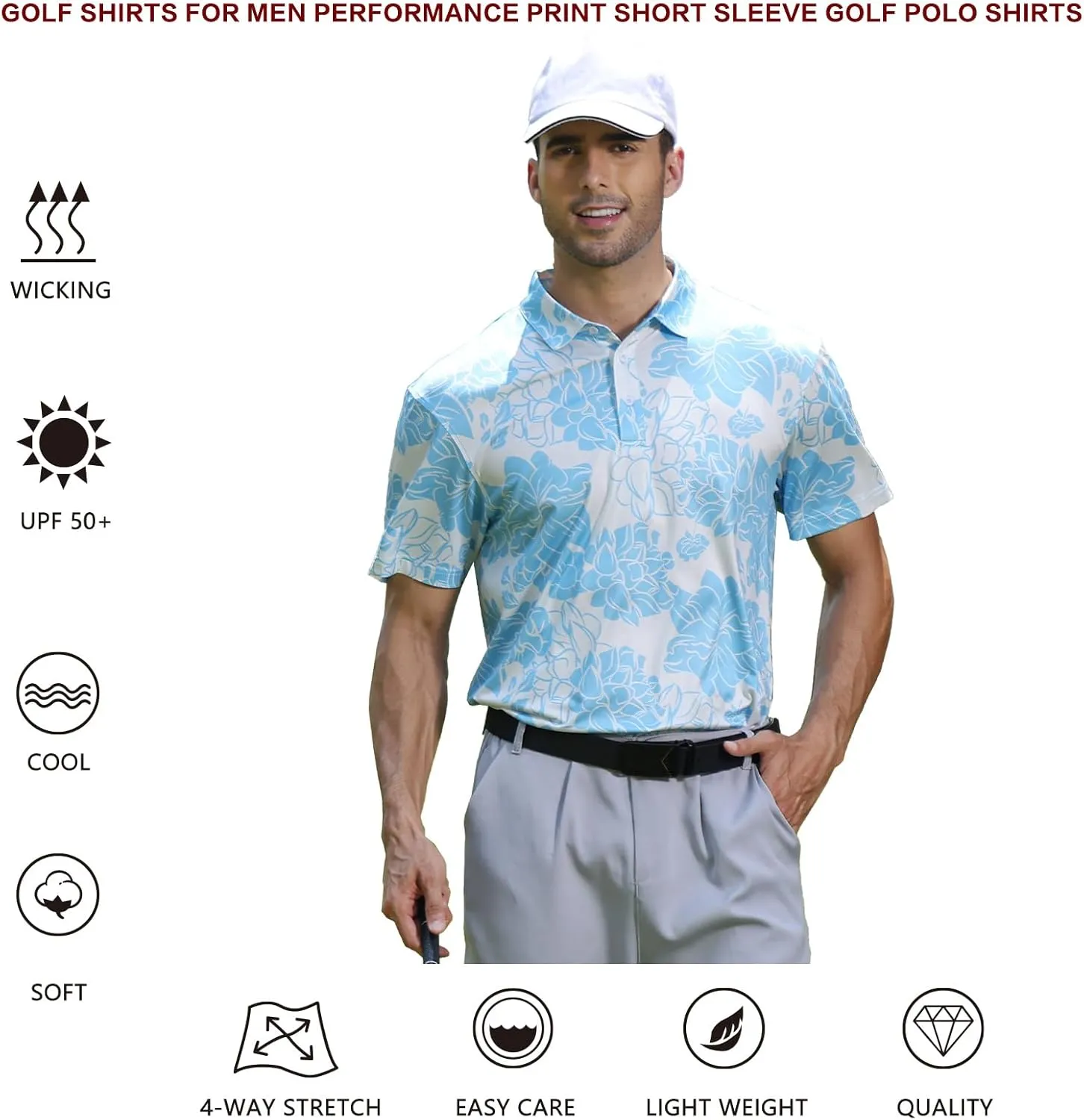 MOHEEN Men's Moisture-Wicking Golf Polo Shirts - Sun Protection Dry Fit M-7XL