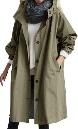 PeQAQ Women's Trench Coat Long Double-Breasted Fall Fashion Windbreaker Jackets 2023 Classic Lapel Slim Overcoat Outerwear