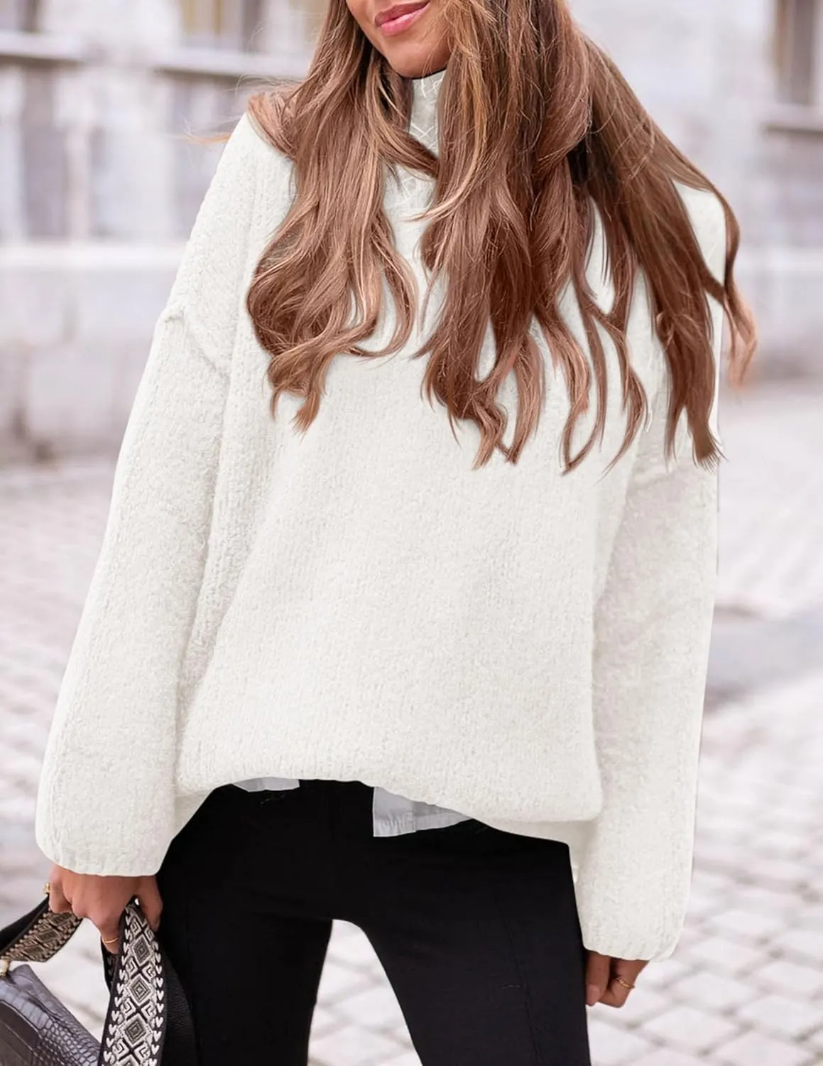 PRETTYGARDEN Women's Knit Oversized Sweater Fall Fashion Casual Long Sleeve Turtleneck Chunky Pullover Tops Winter Clothing