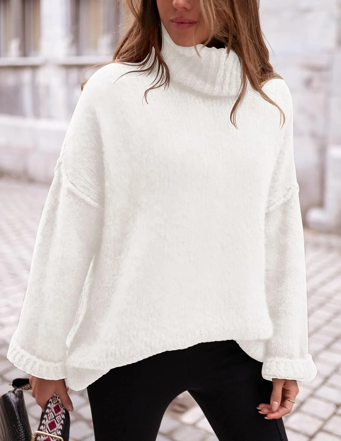 PRETTYGARDEN Women's Knit Oversized Sweater Fall Fashion Casual Long Sleeve Turtleneck Chunky Pullover Tops Winter Clothing