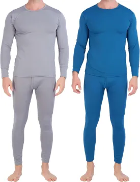 Real Essentials 4 Piece: Men's Thermal Underwear Sets - Long Sleeve Top & Bottom Fleece Long Johns (Available in Big & Tall)