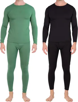 Real Essentials 4 Piece: Men's Thermal Underwear Sets - Long Sleeve Top & Bottom Fleece Long Johns (Available in Big & Tall)