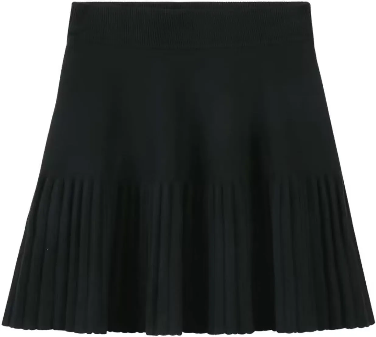 SANGTREE Women's Cute Stretchy Knit Short Pleated Solid Sweater Skirt
