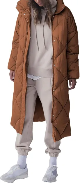Tankaneo Women's Quilted Puffer Jacket Long Winter Coats Zip Up Baggy Down Outerwear with Pockets