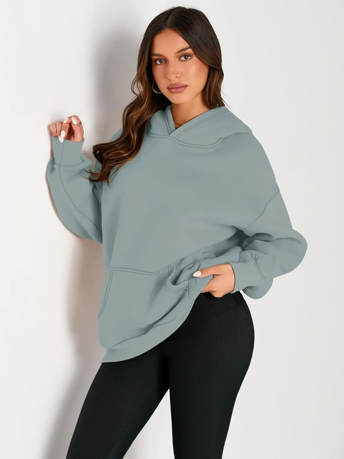 Trendy Queen Womens Oversized Hoodies Fleece Sweatshirts Sweaters Spring Outfits 2025 Pullover Fall Winter Clothes
