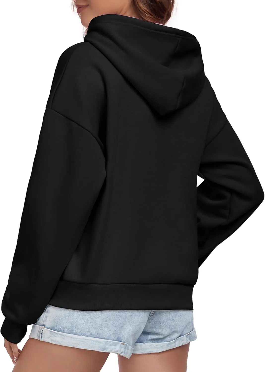 Women Hoodies Casual Button Down Sweatshirt Drawstring Long Sleeve Pullover Fall Winter Clothes with Pockets