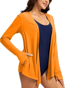 Women's UPF 50  Sun Shirt Long Sleeve UV Sun Protection Shirts Lightweight Cardigan for Women with Pockets SPF Swim Cover Up